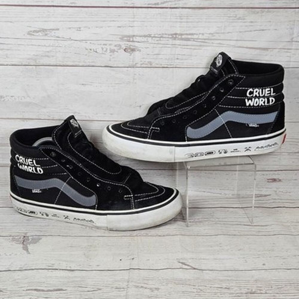 VANS Sk8-Hi Pro x Cult Cruel World Men's 9.5 Black Skate High Top *No Laces